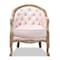 Baxton Studio Genevieve Light Pink Velvet Upholstered White-Washed Oak Wood Armchair 156-9492 - alternate 5